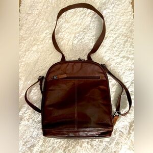 JACK GEORGES small Leather Voyager Backpack in Brown